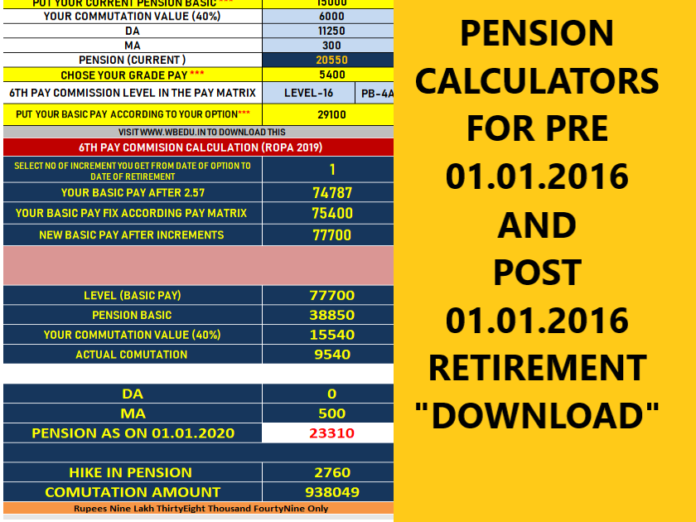 Pension Calculator For Pre 01 01 2016 Retirement And Post 