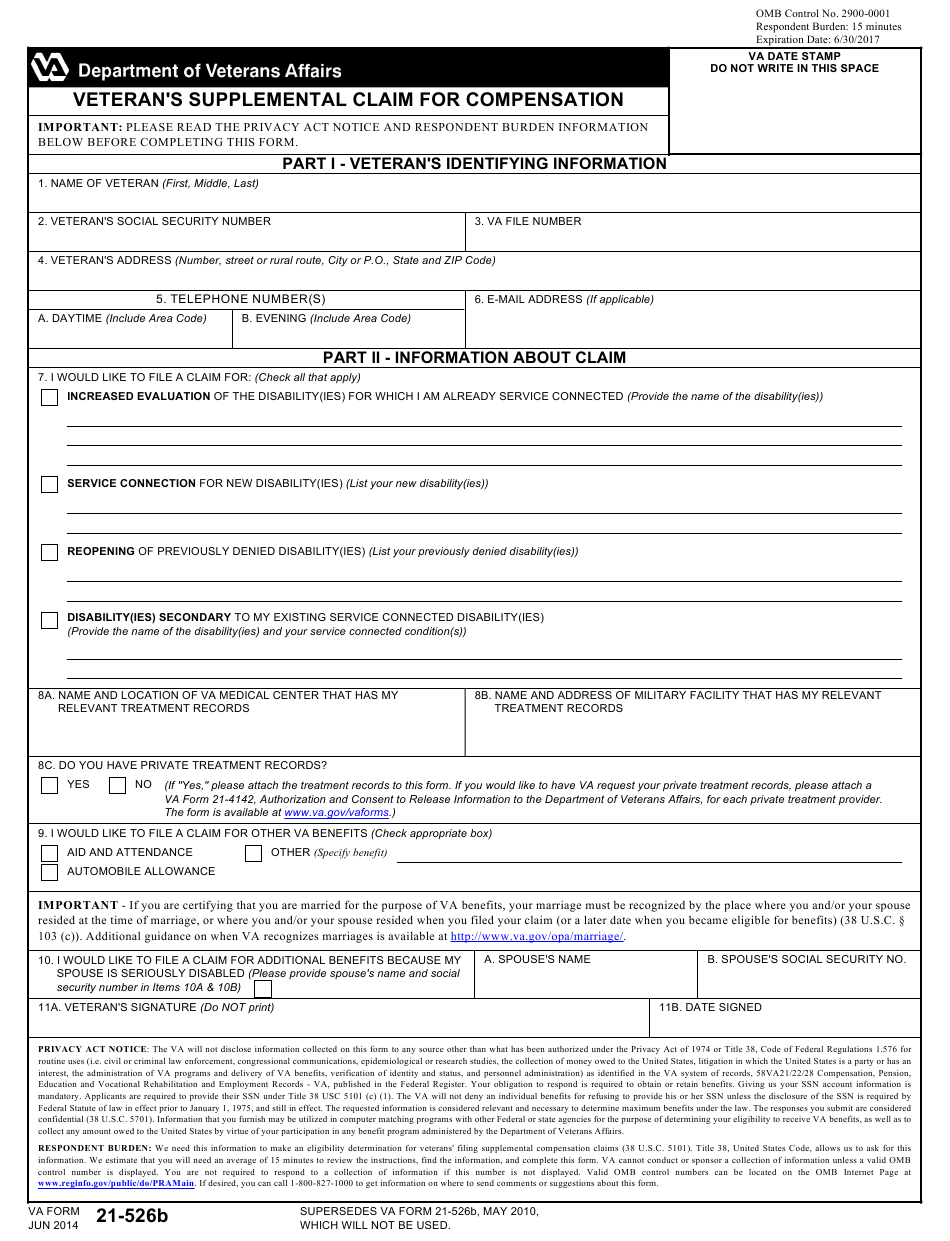 VA Form 21 526B Download Fillable PDF Or Fill Online 